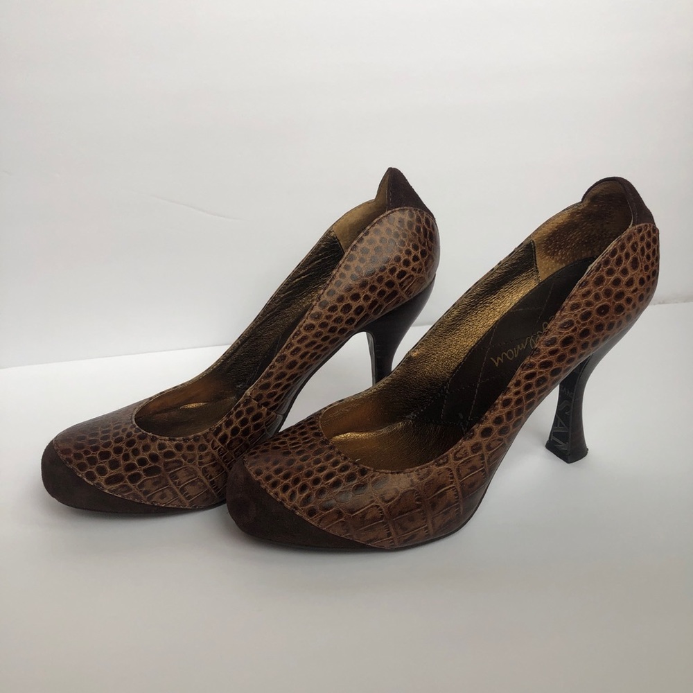 SAM EDELMAN | Brown croc pumps with round toe